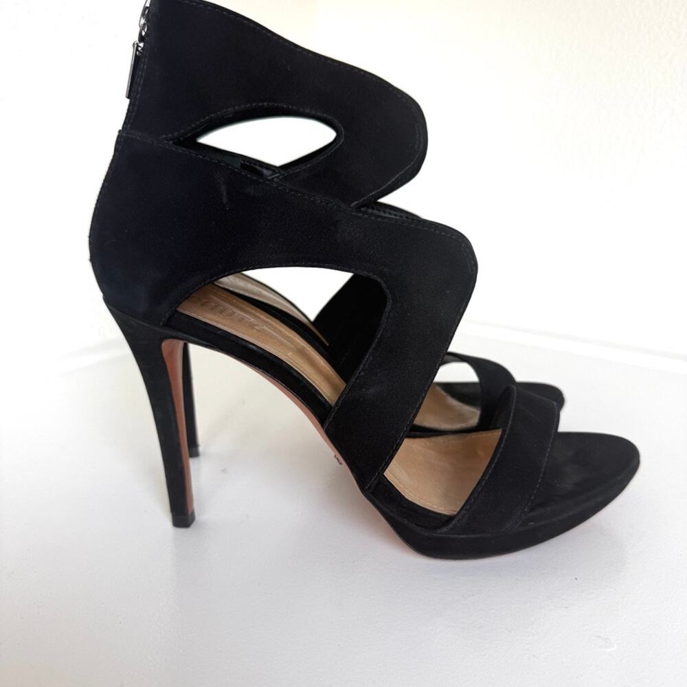 Schutz Black Suede Cutout High Heel Sandals 10B Leather Sole Made in Brazil